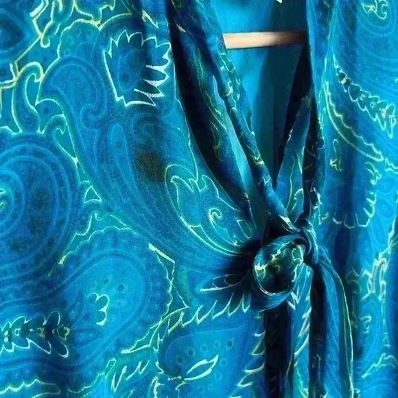 Vintage New York City Design Co Paisley Green Fairy Core Silk Tunic Medium - Picture 6 of 10